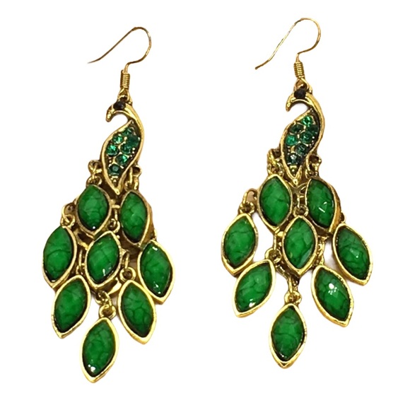 Jewelry - Green Peacock Earrings